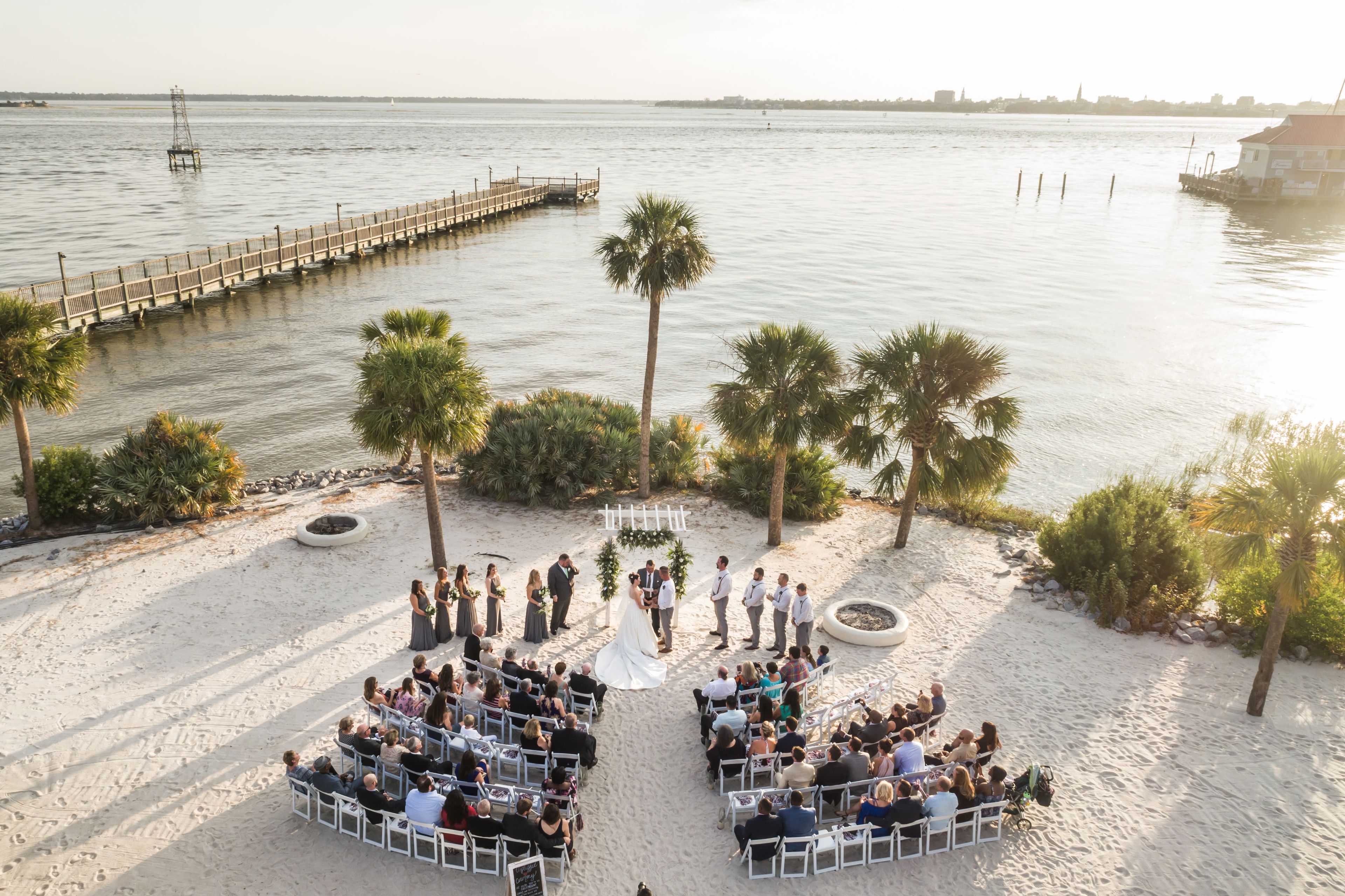 The Harborside Beach, an event space at Charleston Harbor Resort & Marina