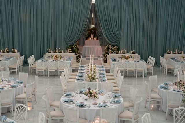 Featured photo from Step Into this Milwaukee Art Museum Wedding Reception Wrapped in Soft Drapes and Romantic Sea-Glass Tones