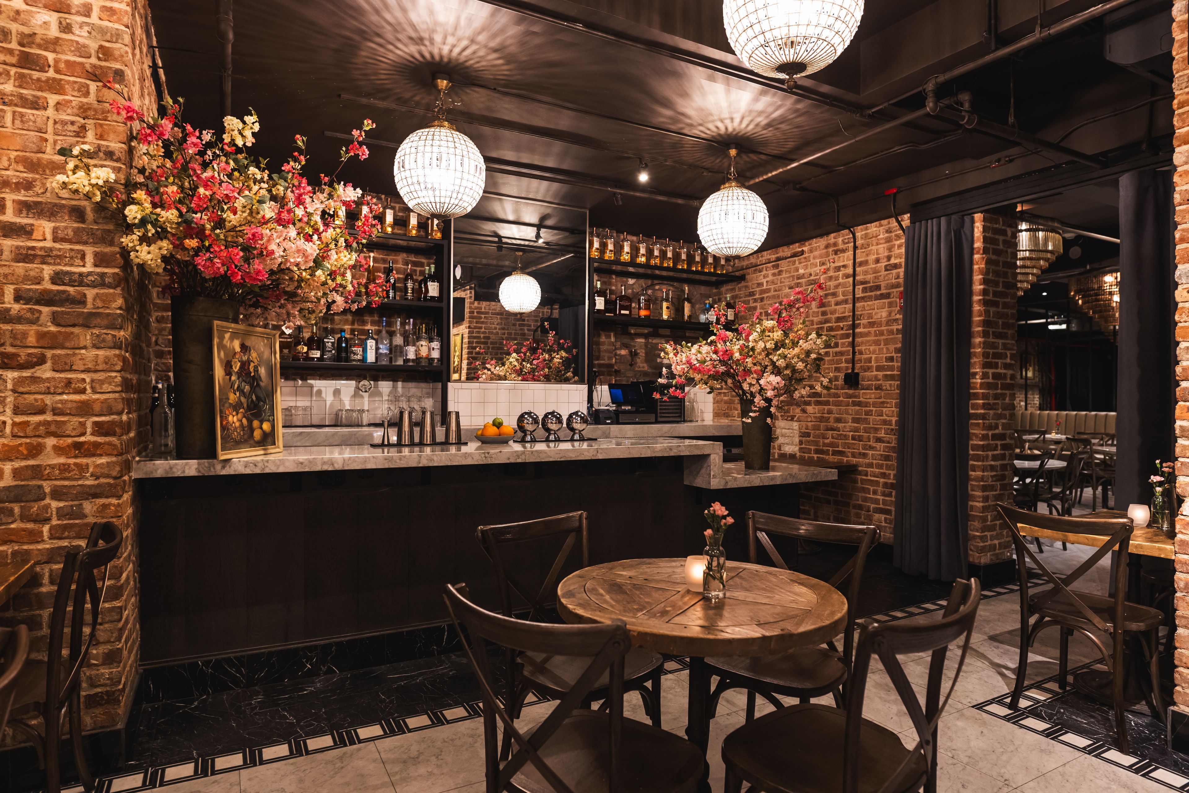 Chandelier bar, an event space at Saint Restaurant Bar & Speakeasy
