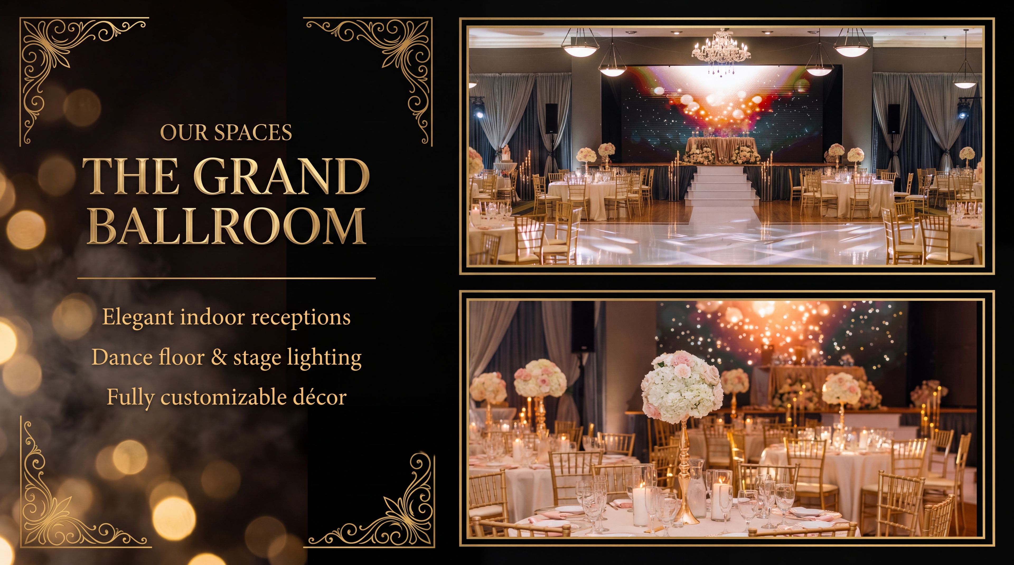 The Grand Ballroom, an event space at Swiss Park & Hall San Diego