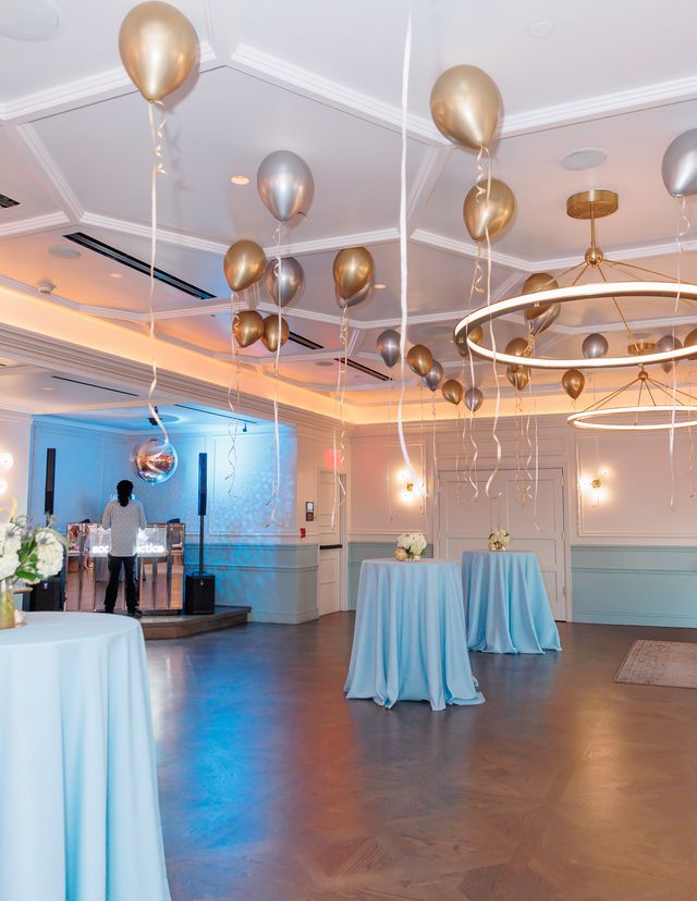 Featured photo from Discover This Anniversary Party with Floating Gold Balloons and Ambient Lounge Lighting at Park House Private Salon