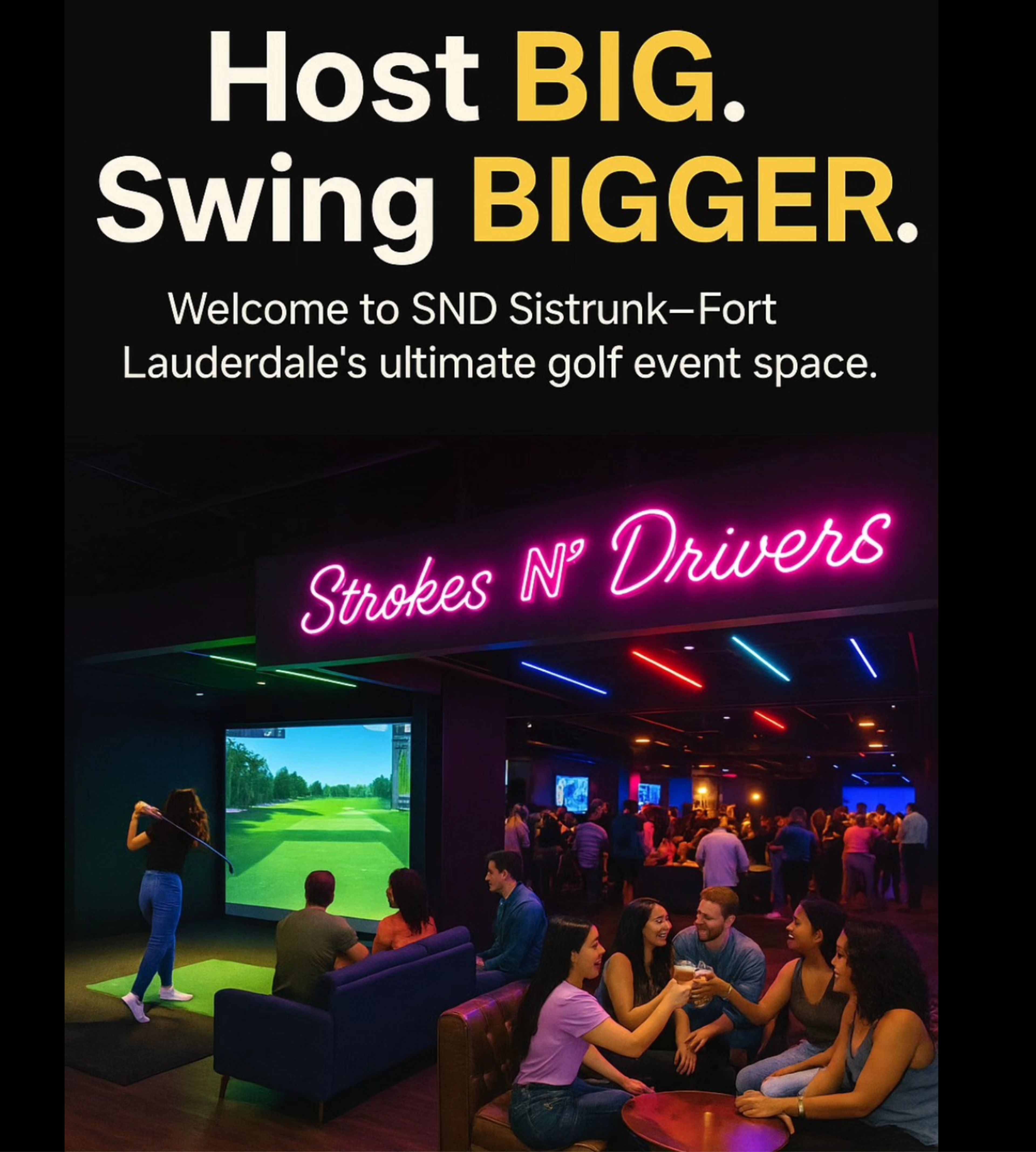 Strokes N Drivers, an event space at Strokes N Drivers Indoor Golf