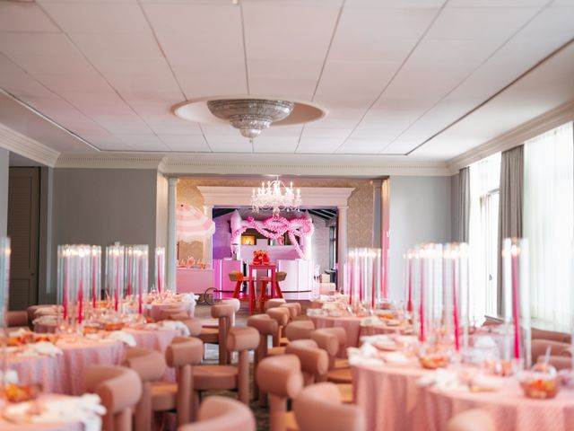 Featured photo from Enter This Pink-Soaked Bat Mitzvah with Neon Glam Décor and Custom Beauty Bars at Westwood Country Club