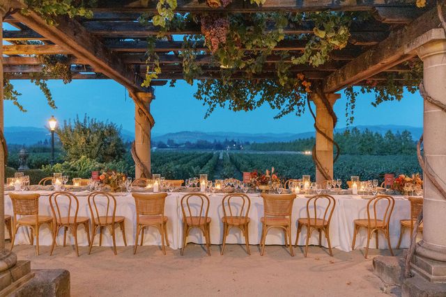 Featured photo from A Hillside Wedding at Merryvale Vineyards Featuring Open-Air Dining in the Courtyard Under the Stars