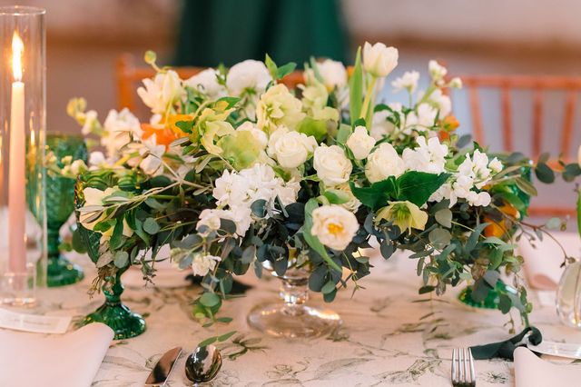 Featured photo from See This Romantic Wedding Styled with White Arrangements and Yellow Floral Touches at Cedar Room