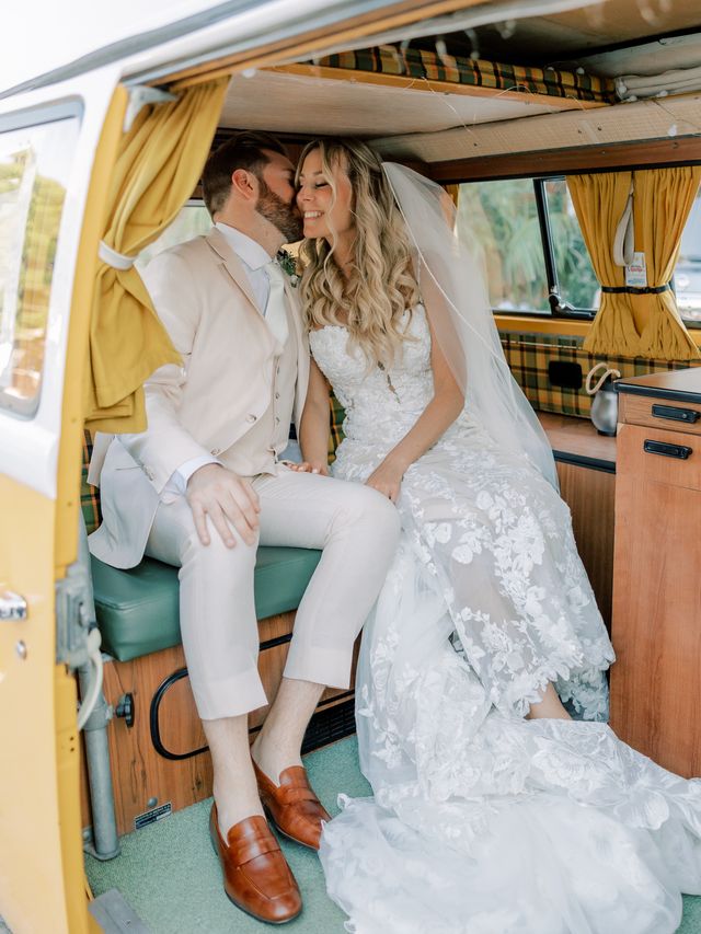 Featured photo from Discover This Seaside Celebration with a Retro-Inspired Getaway Car and Pink-and-Yellow Blooms