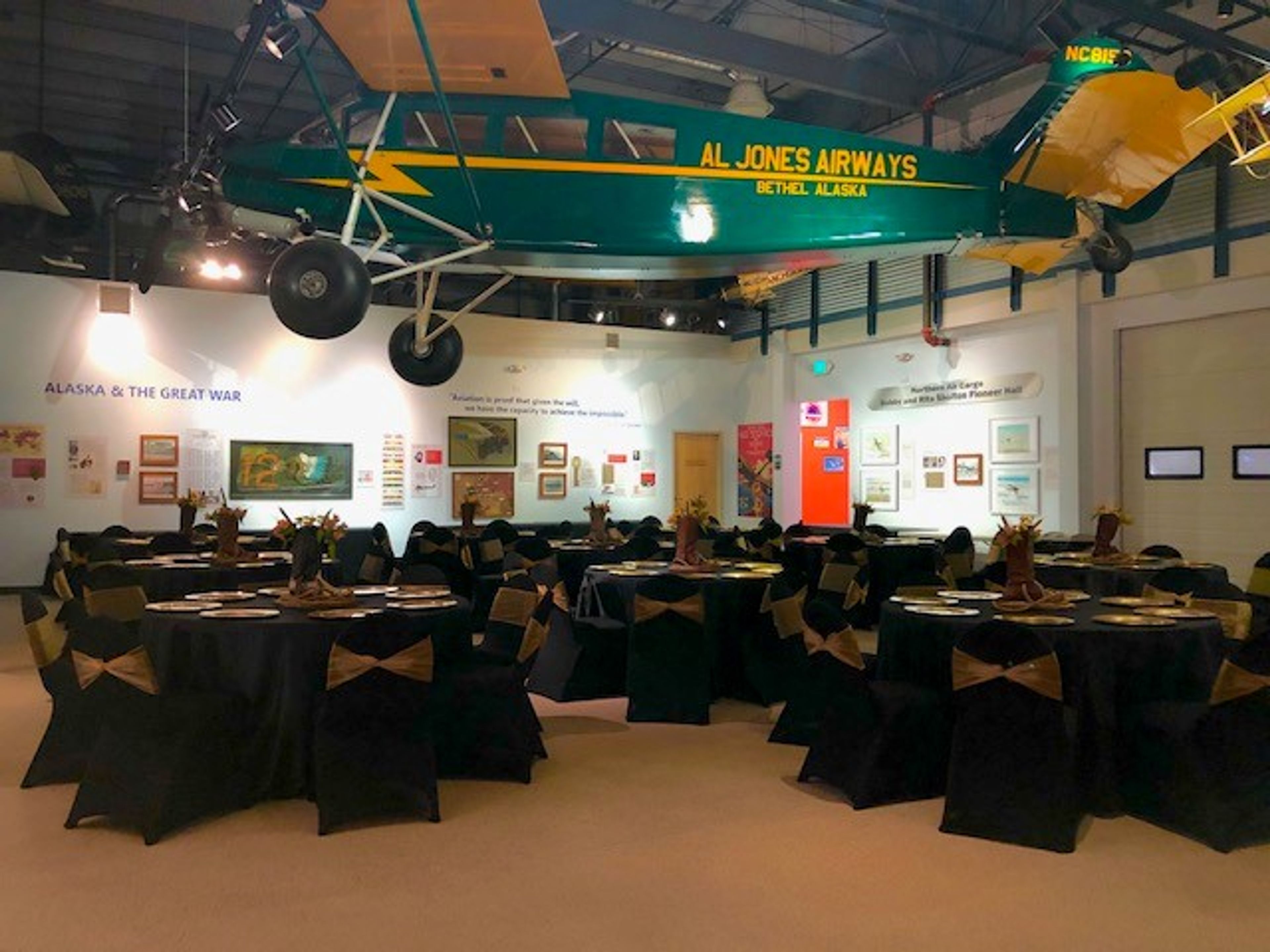 Main Hangar, an event space at Alaska Aviation Heritage Museum