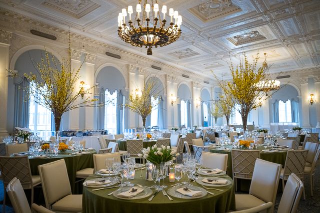 Featured photo from A Classic Wedding at The Yale Club of New York City Featuring Statement Greenery Trees and Soft Neutral Details
